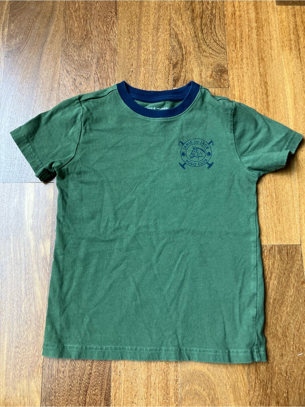 Janie and Jack Green Short-Sleeve Tee with Navy Trim